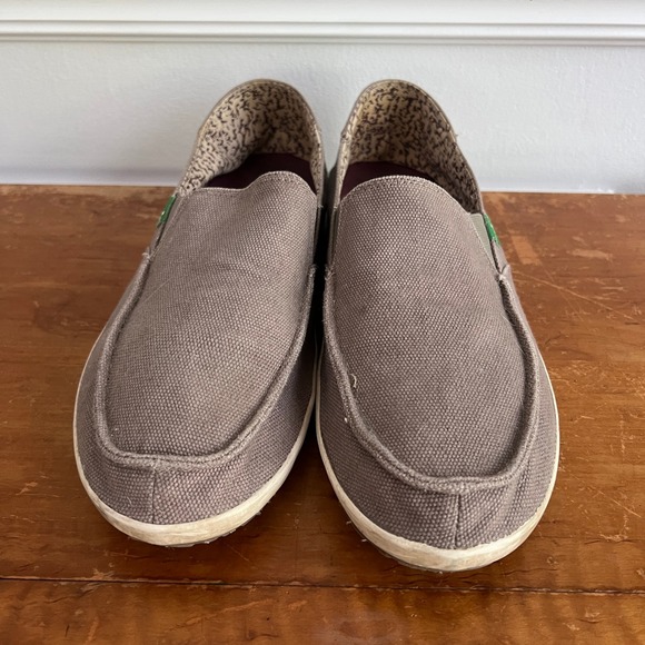 Sanuk Vagabond Slip On Shoes Mens 13 Canvas Moc Toe Loafers Gray Sidewalk Surfer main image 6